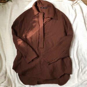 Zara oversized button down blouse